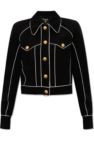 Balmain Jacka, Dam, S, Bomull, Jacka med logotyp
