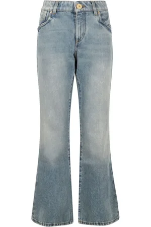 Balmain Jeans, Dam, S, Bomull, Ljusblå Bootcut Western Style Jeans