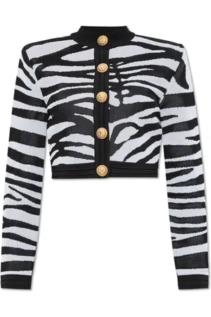 Balmain Stickade tröjor & koftor, Dam, 2Xs, Cardigan med djurtryck