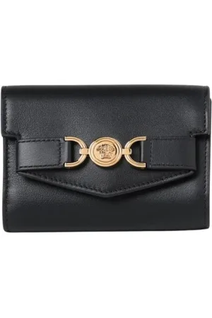 VERSACE Accessoarer, Dam, ONE Size, Läder, Ikonisk Bifold Plånbok i Svart