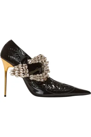 Balmain Skor, Dam, 40 EU, Läder, Clara Western patchwork lackläder pumps