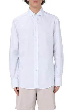 Brunello Cucinelli Skjorta, Herr, XL, Bomull, Blårandig Skjortklänning