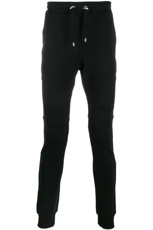 Balmain Byxor, Herr, S, Bomull, Sarta bomullsbyxor med tryckt logotyp och dragkedjefickor
