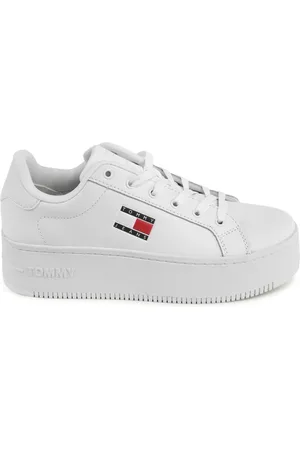 Tommy Hilfiger Skor, Dam, 41 EU, Läder, Vit Läder Sneaker Snygg Design