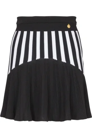 Balmain Kjol, Dam, S, Polyester, Veckad randig stickad kjol