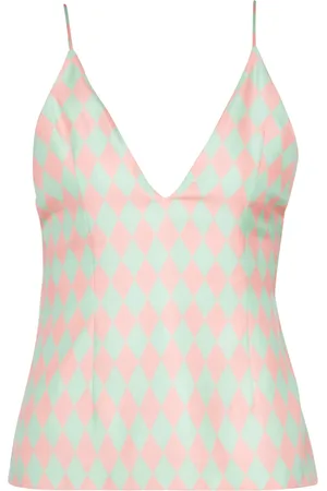Balmain Topp, Dam, S, Silketopp med diamanttryck