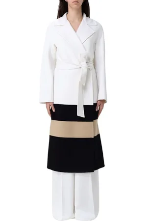 Max Mara Kappa, Dam, 2Xs, Elegant Wool Midi Coat i Vit