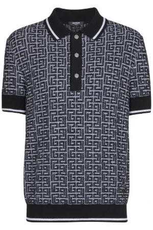 Balmain Stickade tröjor & koftor, Herr, L, Merinoull Stickad Polotröja