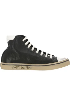 Saint Laurent Skor, Herr, 41 EU, Läder, Svarta Lädersneakers med Relieflogo
