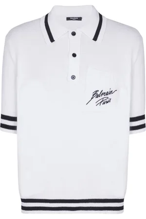 Balmain Topp, Herr, L, Vit Avslappnad Polo Tröja