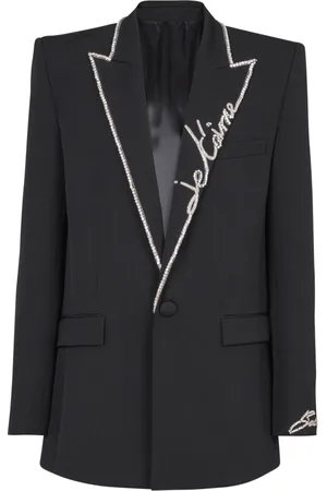 Balmain Jacka, Herr, 2Xl, Kavaj med en knapp och broderad "Love Letter"-krage