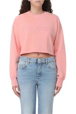 Balmain Sweatshirts & Hoodies, Dam, M, Rosa Cropped Sweatshirt