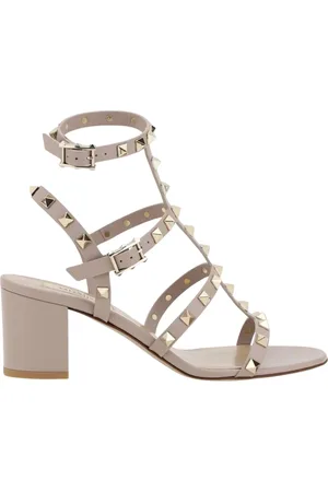 VALENTINO GARAVANI Skor, Dam, 36 EU, Läder, Svart Rockstud Låg Klack Sandaler