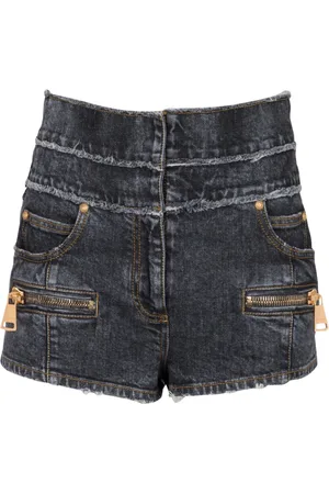 Balmain Shorts, Dam, XS, Denim, Högmidjade mini-shorts i blekt denim