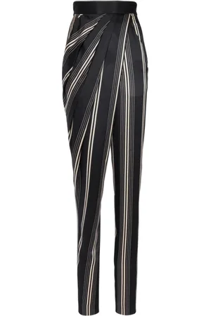 Balmain Byxor, Dam, 2Xs, Asymmetriska draperade satinbyxor