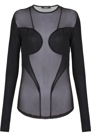 Balmain Topp, Dam, M, Polyester, Långärmad Multi Cut Mix Mesh Top