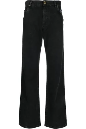 Balmain Jeans, Dam, L, Bomull, Svart Acid Wash Wide Leg Jeans