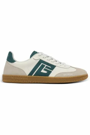 Balmain Skor, Herr, 43 EU, Läder, Svan mocka och slät läder sneakers