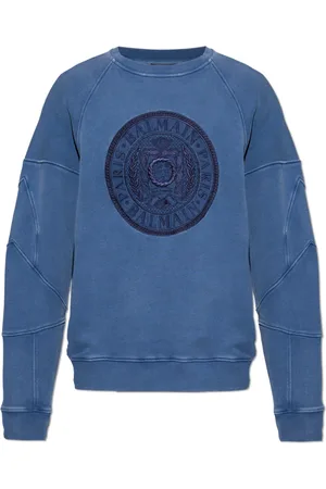 Balmain Sweatshirts & Hoodies, Herr, XL, Bomull, Sweatshirt med broderad logotyp