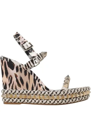 Christian Louboutin Skor, Dam, 37 EU, Rosa Leopardmönstrade Kilklackssandaler