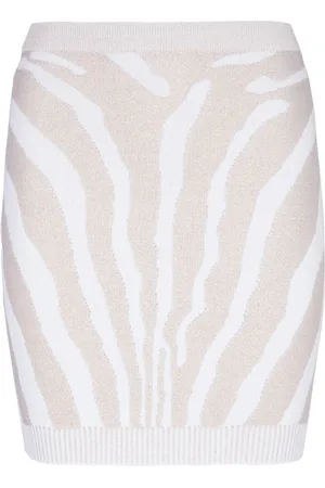 Balmain Kjol, Dam, XS, Polyester, Zebra stickad kort kjol
