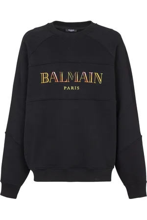 Balmain Sweatshirts & Hoodies, Herr, M, Bomull, Vintage Broderad Oversized Sweatshirt