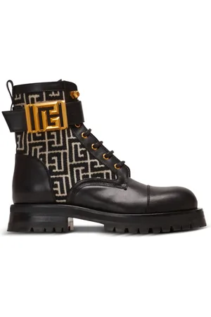 Balmain Skor, Dam, 35 EU, Läder, Charlie monogram jacquard- och läderrangerskor