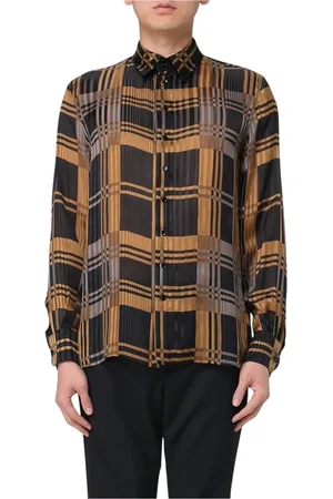 Saint Laurent Skjorta, Herr, S, Röd Silke Rutig Skjorta