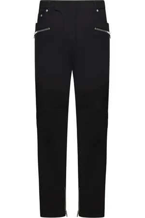 Balmain Jeans, Herr, W30, Bomull, Svarta Biker Jeans med Ribbade Detaljer