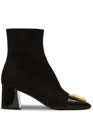 Balmain Skor, Dam, 37 EU, Läder, Suede Edna ankelboots med lackläder tår