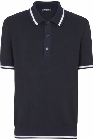 Balmain Stickade tröjor & koftor, Herr, 3Xl, Linne, Monograed erino ull polo skjorta