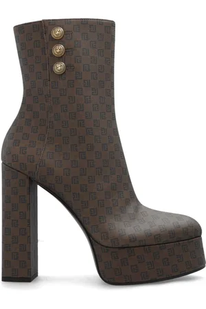 Balmain Skor, Dam, 38 EU, Läder, Bruna platåstövlar