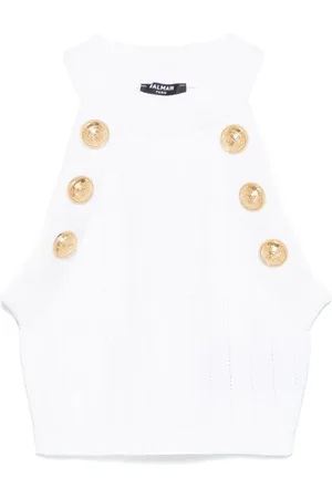 Balmain Topp, Dam, S, Vit Halterneck Ärmlös Topp