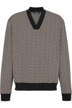 Balmain Sweatshirts & Hoodies, Herr, M, Bomull, Mini Monogram Jacquard Sweatshirt