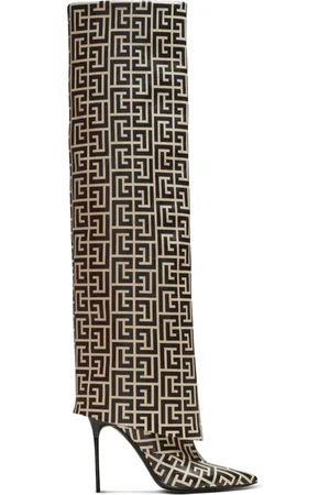 Balmain Skor, Dam, 38 EU, Läder, Ariel läderstövlar med monogram