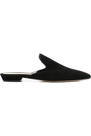Gianvito Rossi Skor, Dam, 37 1/2 EU, Svarta Nubuck Mules med Mandel Tå