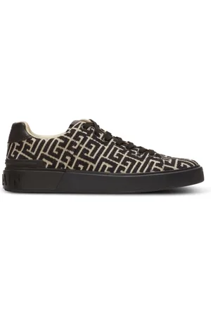 Balmain Skor, Herr, 40 EU, Bomull, B-Court tränare med jacquard monogram