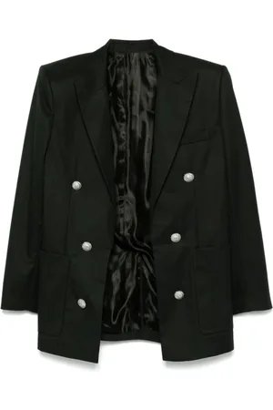Balmain Jacka, Herr, M, Svart Öppen Frontjacka med Fickor