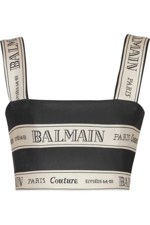 Balmain Topp, Dam, XS, band jacquard crop top