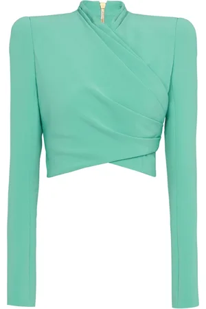 Balmain Topp, Dam, S, Crepe Wrap Cropped Top