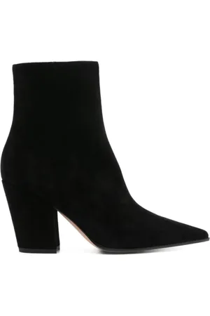 Gianvito Rossi Skor, Dam, 39 EU, Läder, Svarta ankelboots med hög blockklack