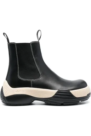 Lanvin Skor, Herr, 42 EU, Läder, Svarta Läderankelstövlar