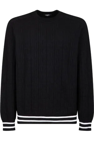 Balmain Stickade tröjor & koftor, Herr, L, Mönstrad Jacquard Tröja