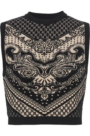 Balmain Topp, Dam, S, Monogram- och Paisley-stickad Tank Top