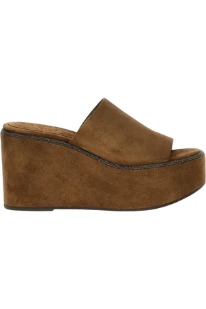 Brunello Cucinelli Skor, Dam, 38 EU, Mocka, Plattform Kilklack Sandaler Kvinnor