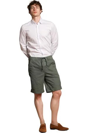 Masons Shorts, Herr, 2Xl, Bomull, Avslappnad Passform Grön Chino Bermuda
