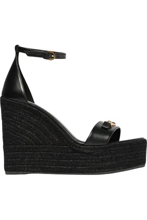 VERSACE Skor, Dam, 38 EU, Svarta Plattform Kil Sandaler