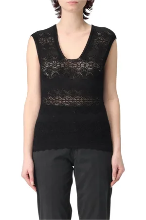 Twin-Set Topp, Dam, 2Xl, Vit Spets Ärmlös Topp