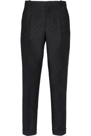 Balmain Byxor, Herr, L, Polyester, Rakbenta mini-monogrambyxor med raka ben