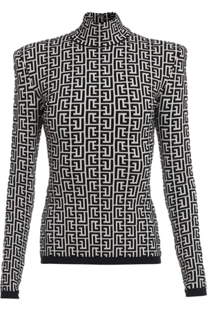 Balmain Stickade tröjor & koftor, Dam, 2Xs, Stickad Tröja med Monogram